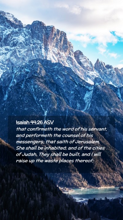 Picture 02 - Isaiah 44:26 ASV Mobile Phone Wallpaper - that confirmeth the word of his servant, and - Mobile Bible Verse Wallpaper