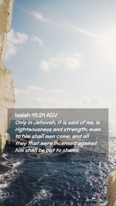 Picture 02 - Isaiah 45:24 ASV Mobile Phone Wallpaper - Only in Jehovah, it is said of me, is - Mobile Bible Verse Wallpaper