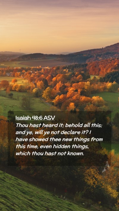 Picture 02 - Isaiah 48:6 ASV Mobile Phone Wallpaper - Thou hast heard it; behold all this; and ye, will - Mobile Bible Verse Wallpaper