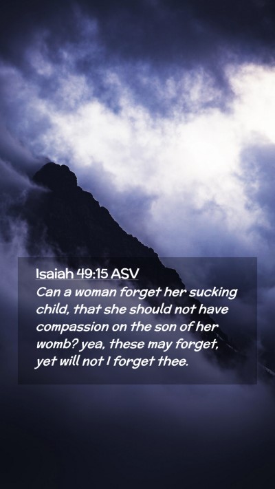 Picture 02 - Isaiah 49:15 ASV Mobile Phone Wallpaper - Can a woman forget her sucking child, that she - Mobile Bible Verse Wallpaper