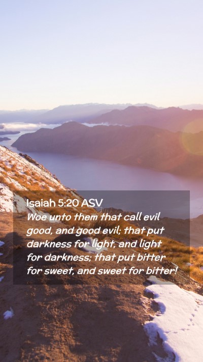 Picture 02 - Isaiah 5:20 ASV Mobile Phone Wallpaper - Woe unto them that call evil good, and good evil; - Mobile Bible Verse Wallpaper
