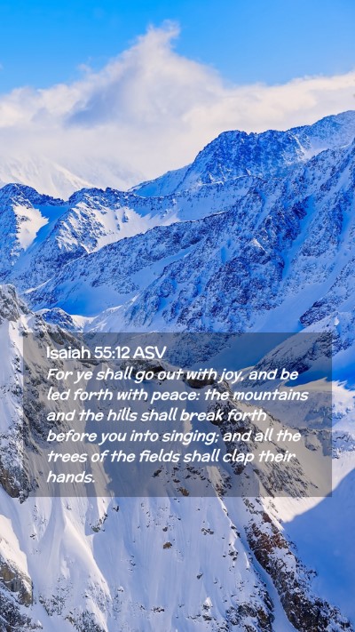 Picture 02 - Isaiah 55:12 ASV Mobile Phone Wallpaper - For ye shall go out with joy, and be led forth - Mobile Bible Verse Wallpaper