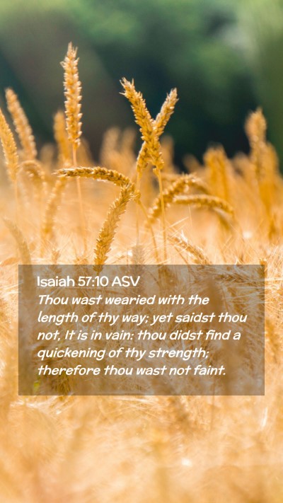 Picture 02 - Isaiah 57:10 ASV Mobile Phone Wallpaper - Thou wast wearied with the length of thy way; yet - Mobile Bible Verse Wallpaper