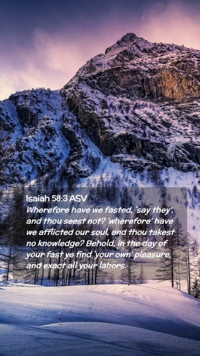 Picture 02 - Isaiah 58:3 ASV Mobile Phone Wallpaper - Wherefore have we fasted, `say they', and thou - Mobile Bible Verse Wallpaper