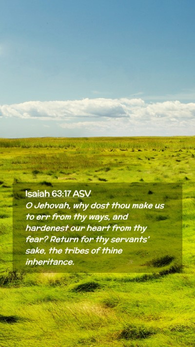 Picture 02 - Isaiah 63:17 ASV Mobile Phone Wallpaper - O Jehovah, why dost thou make us to err from thy - Mobile Bible Verse Wallpaper