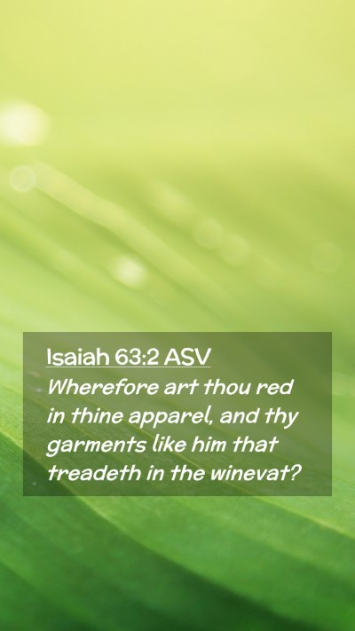 Picture 02 - Isaiah 63:2 ASV Mobile Phone Wallpaper - Wherefore art thou red in thine apparel, and thy - Mobile Bible Verse Wallpaper