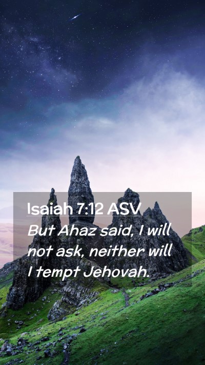 Picture 02 - Isaiah 7:12 ASV Mobile Phone Wallpaper - But Ahaz said, I will not ask, neither will I - Mobile Bible Verse Wallpaper