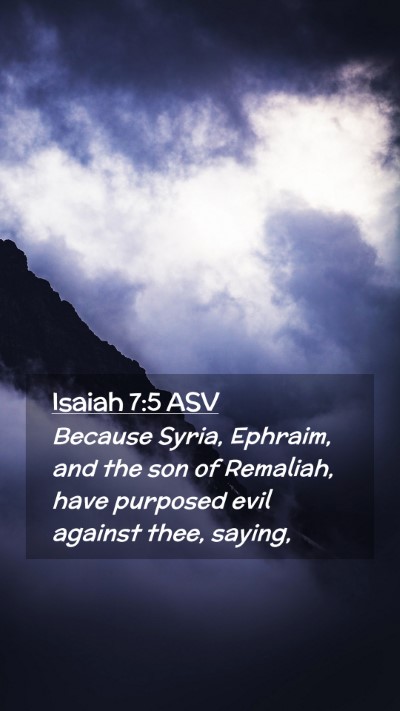 Picture 02 - Isaiah 7:5 ASV Mobile Phone Wallpaper - Because Syria, Ephraim, and the son of Remaliah, - Mobile Bible Verse Wallpaper