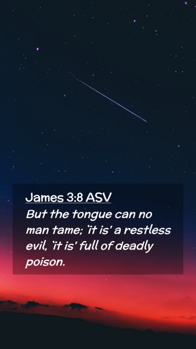 Picture 02 - James 3:8 ASV Mobile Phone Wallpaper - But the tongue can no man tame; `it is' a - Mobile Bible Verse Wallpaper