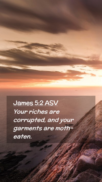 Picture 02 - James 5:2 ASV Mobile Phone Wallpaper - Your riches are corrupted, and your garments are - Mobile Bible Verse Wallpaper