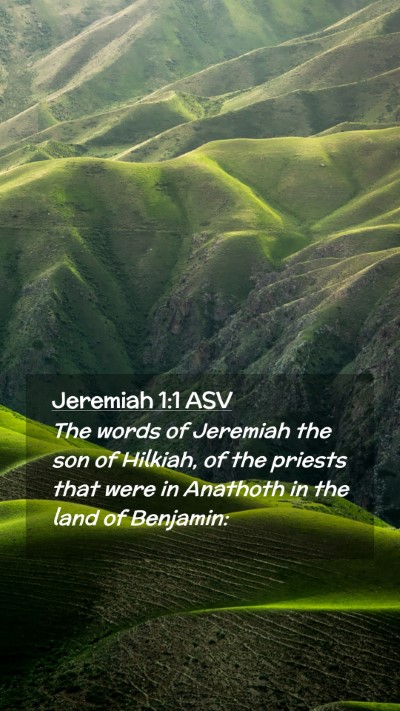Picture 02 - Jeremiah 1:1 ASV Mobile Phone Wallpaper - The words of Jeremiah the son of Hilkiah, of the - Mobile Bible Verse Wallpaper