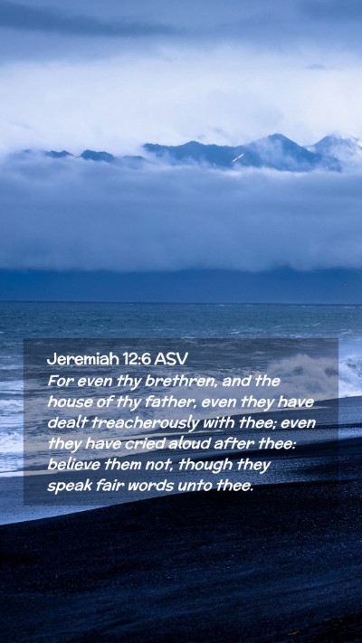 Picture 02 - Jeremiah 12:6 ASV Mobile Phone Wallpaper - For even thy brethren, and the house of thy - Mobile Bible Verse Wallpaper