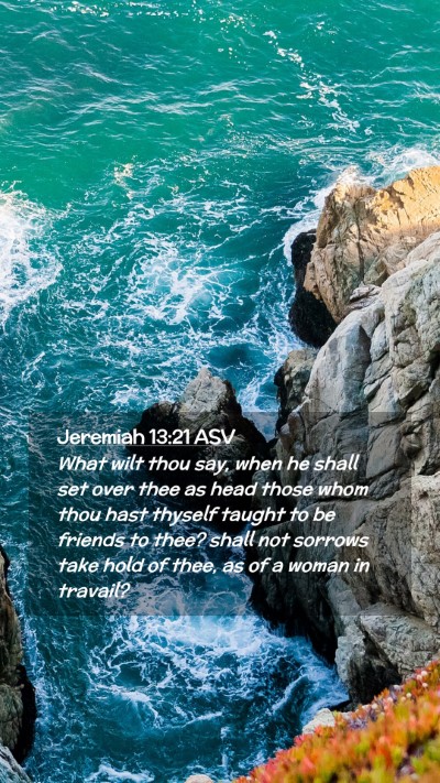Picture 02 - Jeremiah 13:21 ASV Mobile Phone Wallpaper - What wilt thou say, when he shall set over thee - Mobile Bible Verse Wallpaper