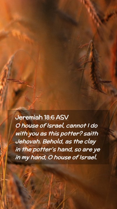 Picture 02 - Jeremiah 18:6 ASV Mobile Phone Wallpaper - O house of Israel, cannot I do with you as this - Mobile Bible Verse Wallpaper