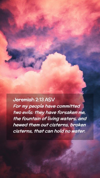 Picture 02 - Jeremiah 2:13 ASV Mobile Phone Wallpaper - For my people have committed two evils: they have - Mobile Bible Verse Wallpaper