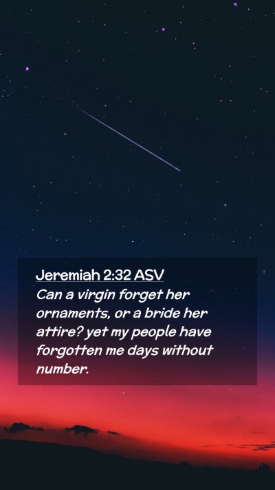 Picture 02 - Jeremiah 2:32 ASV Mobile Phone Wallpaper - Can a virgin forget her ornaments, or a bride her - Mobile Bible Verse Wallpaper
