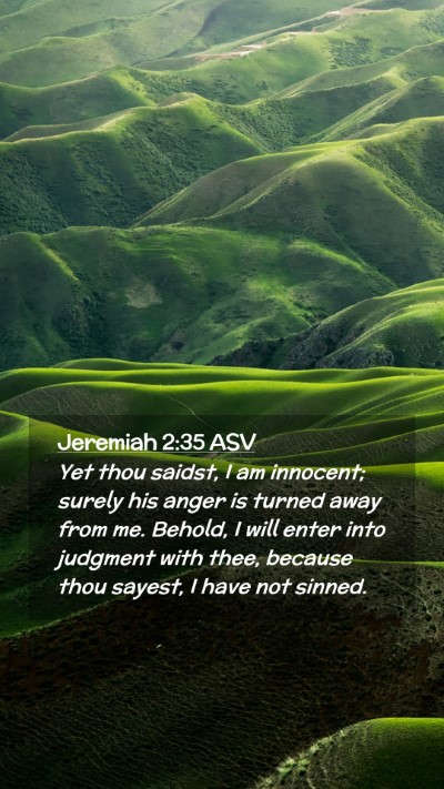 Picture 02 - Jeremiah 2:35 ASV Mobile Phone Wallpaper - Yet thou saidst, I am innocent; surely his anger - Mobile Bible Verse Wallpaper
