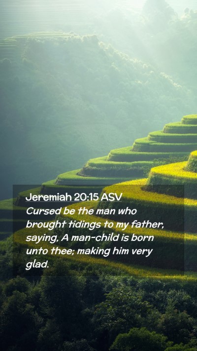 Picture 02 - Jeremiah 20:15 ASV Mobile Phone Wallpaper - Cursed be the man who brought tidings to my - Mobile Bible Verse Wallpaper