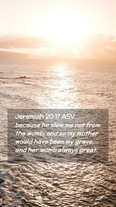 Picture 02 - Jeremiah 20:17 ASV Mobile Phone Wallpaper - because he slew me not from the womb; and so my - Mobile Bible Verse Wallpaper