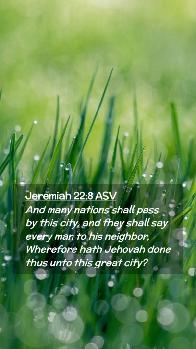 Picture 02 - Jeremiah 22:8 ASV Mobile Phone Wallpaper - And many nations shall pass by this city, and - Mobile Bible Verse Wallpaper
