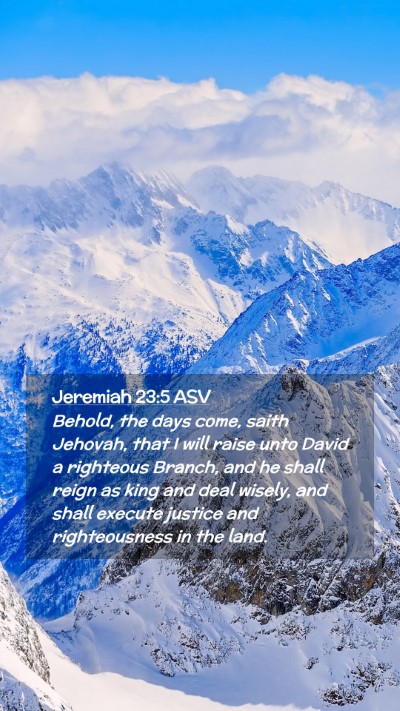 Picture 02 - Jeremiah 23:5 ASV Mobile Phone Wallpaper - Behold, the days come, saith Jehovah, that I will - Mobile Bible Verse Wallpaper