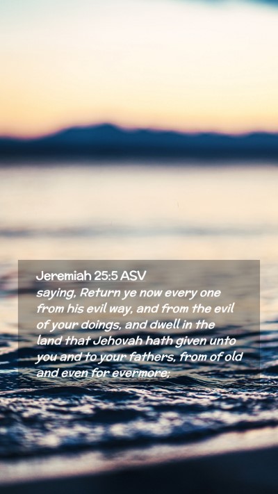 Picture 02 - Jeremiah 25:5 ASV Mobile Phone Wallpaper - saying, Return ye now every one from his evil - Mobile Bible Verse Wallpaper