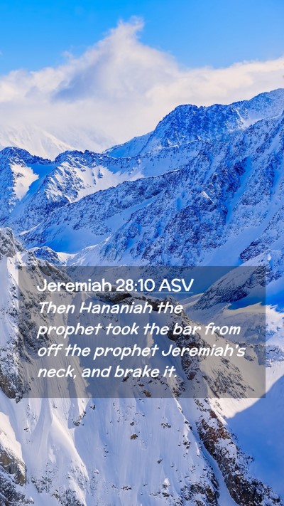 Picture 02 - Jeremiah 28:10 ASV Mobile Phone Wallpaper - Then Hananiah the prophet took the bar from off - Mobile Bible Verse Wallpaper
