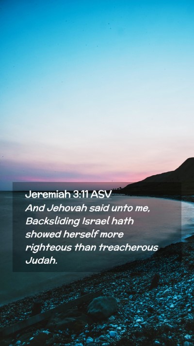 Picture 02 - Jeremiah 3:11 ASV Mobile Phone Wallpaper - And Jehovah said unto me, Backsliding Israel hath - Mobile Bible Verse Wallpaper