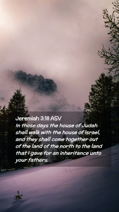 Picture 02 - Jeremiah 3:18 ASV Mobile Phone Wallpaper - In those days the house of Judah shall walk with - Mobile Bible Verse Wallpaper