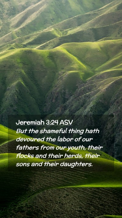 Picture 02 - Jeremiah 3:24 ASV Mobile Phone Wallpaper - But the shameful thing hath devoured the labor of - Mobile Bible Verse Wallpaper