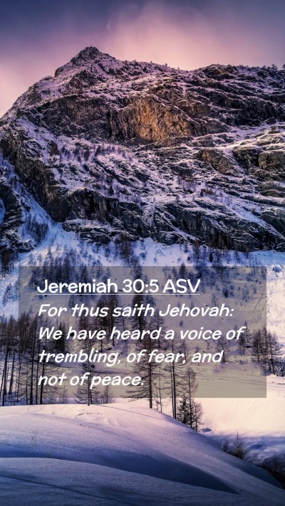 Picture 02 - Jeremiah 30:5 ASV Mobile Phone Wallpaper - For thus saith Jehovah: We have heard a voice of - Mobile Bible Verse Wallpaper