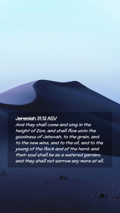 Picture 02 - Jeremiah 31:12 ASV Mobile Phone Wallpaper - And they shall come and sing in the height of - Mobile Bible Verse Wallpaper
