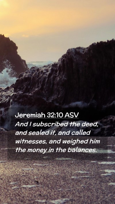 Picture 02 - Jeremiah 32:10 ASV Mobile Phone Wallpaper - And I subscribed the deed, and sealed it, and - Mobile Bible Verse Wallpaper