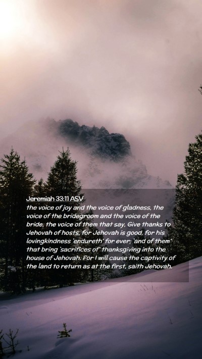 Picture 02 - Jeremiah 33:11 ASV Mobile Phone Wallpaper - the voice of joy and the voice of gladness, the - Mobile Bible Verse Wallpaper