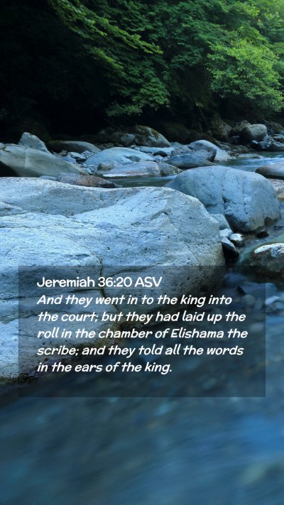 Picture 02 - Jeremiah 36:20 ASV Mobile Phone Wallpaper - And they went in to the king into the court; but - Mobile Bible Verse Wallpaper