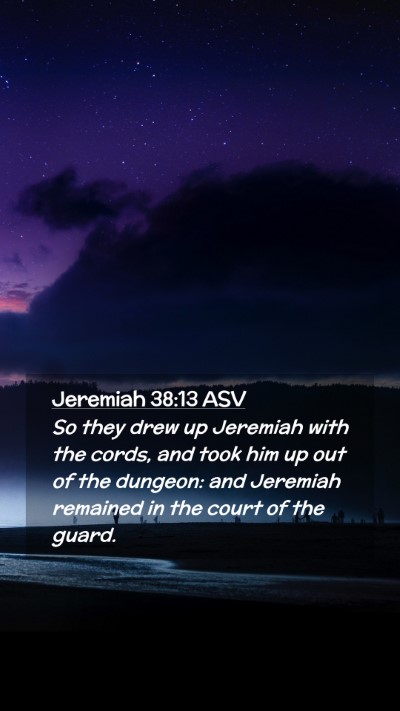 Picture 02 - Jeremiah 38:13 ASV Mobile Phone Wallpaper - So they drew up Jeremiah with the cords, and took - Mobile Bible Verse Wallpaper