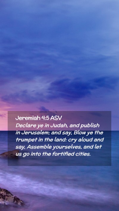Picture 02 - Jeremiah 4:5 ASV Mobile Phone Wallpaper - Declare ye in Judah, and publish in Jerusalem; - Mobile Bible Verse Wallpaper