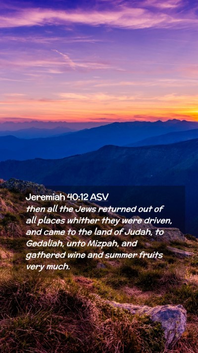 Picture 02 - Jeremiah 40:12 ASV Mobile Phone Wallpaper - then all the Jews returned out of all places - Mobile Bible Verse Wallpaper