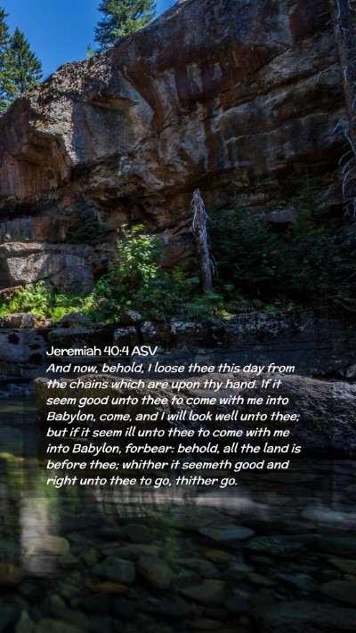 Picture 02 - Jeremiah 40:4 ASV Mobile Phone Wallpaper - And now, behold, I loose thee this day from the - Mobile Bible Verse Wallpaper