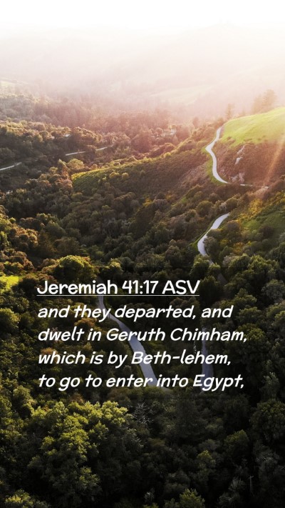 Picture 02 - Jeremiah 41:17 ASV Mobile Phone Wallpaper - and they departed, and dwelt in Geruth Chimham, - Mobile Bible Verse Wallpaper