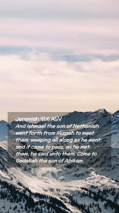 Picture 02 - Jeremiah 41:6 ASV Mobile Phone Wallpaper - And Ishmael the son of Nethaniah went forth from - Mobile Bible Verse Wallpaper
