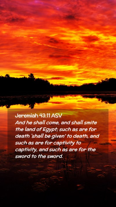 Picture 02 - Jeremiah 43:11 ASV Mobile Phone Wallpaper - And he shall come, and shall smite the land of - Mobile Bible Verse Wallpaper