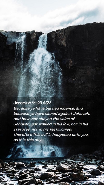 Picture 02 - Jeremiah 44:23 ASV Mobile Phone Wallpaper - Because ye have burned incense, and because ye - Mobile Bible Verse Wallpaper