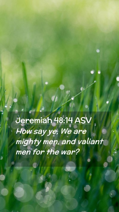 Picture 02 - Jeremiah 48:14 ASV Mobile Phone Wallpaper - How say ye, We are mighty men, and valiant men - Mobile Bible Verse Wallpaper