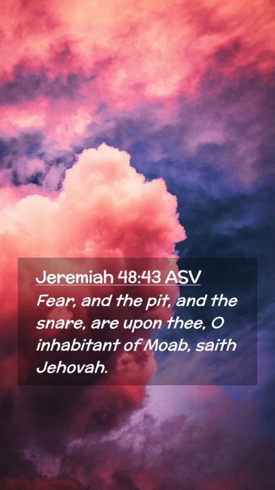 Picture 02 - Jeremiah 48:43 ASV Mobile Phone Wallpaper - Fear, and the pit, and the snare, are upon thee, - Mobile Bible Verse Wallpaper