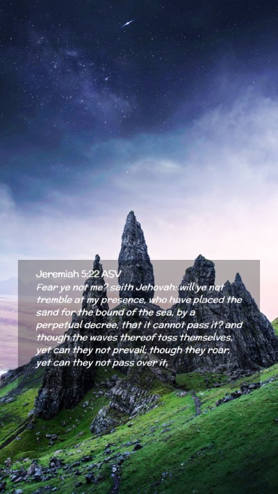 Picture 02 - Jeremiah 5:22 ASV Mobile Phone Wallpaper - Fear ye not me? saith Jehovah: will ye not - Mobile Bible Verse Wallpaper