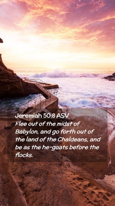 Picture 02 - Jeremiah 50:8 ASV Mobile Phone Wallpaper - Flee out of the midst of Babylon, and go forth - Mobile Bible Verse Wallpaper