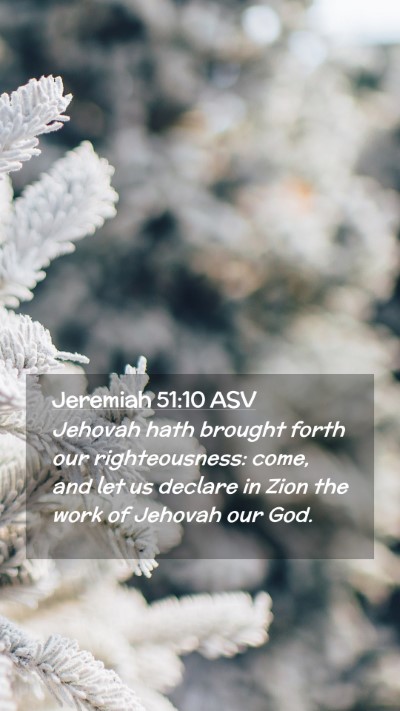 Picture 02 - Jeremiah 51:10 ASV Mobile Phone Wallpaper - Jehovah hath brought forth our righteousness: - Mobile Bible Verse Wallpaper