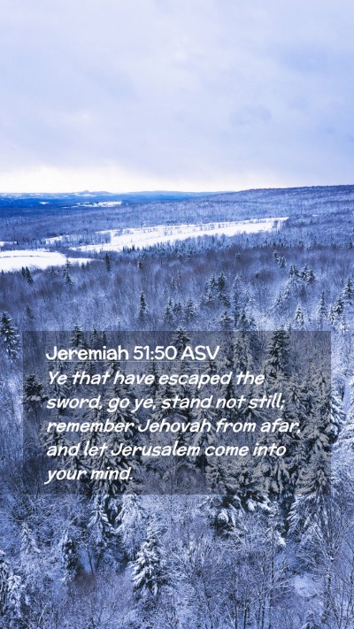 Picture 02 - Jeremiah 51:50 ASV Mobile Phone Wallpaper - Ye that have escaped the sword, go ye, stand not - Mobile Bible Verse Wallpaper