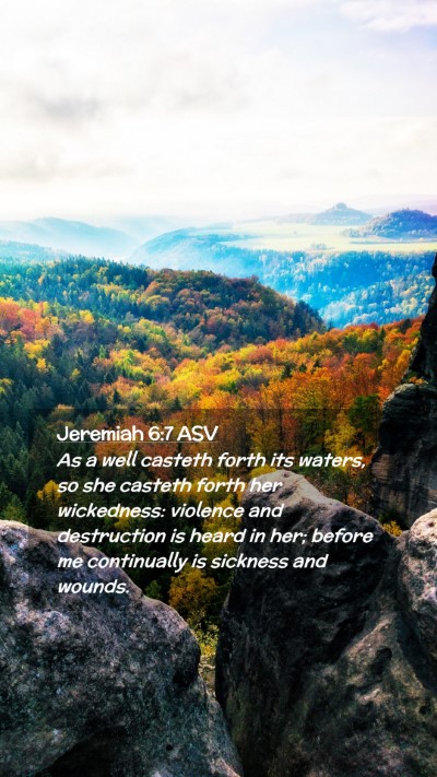 Picture 02 - Jeremiah 6:7 ASV Mobile Phone Wallpaper - As a well casteth forth its waters, so she - Mobile Bible Verse Wallpaper